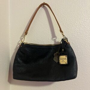 Valentina Black and Brown Shoulder Bag with Gold Charm